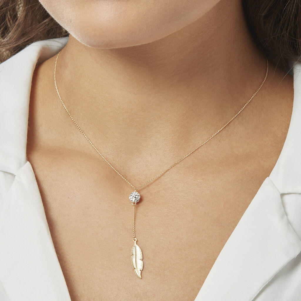 Collier Powoo Or Jaune Strass - Colliers Plume Femme | Histoire d’Or