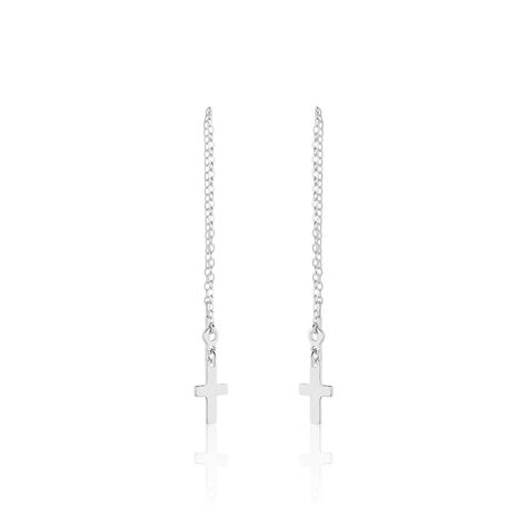 Boucles D'oreilles Pendantes Gaiana Argent Blanc - Boucles d'Oreilles Croix Femme | Histoire d’Or