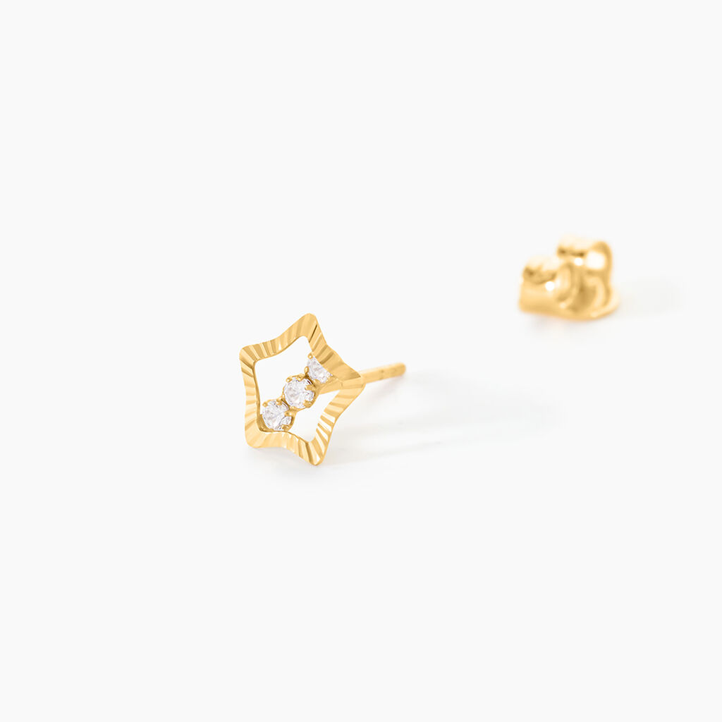 Boucles D'oreilles Puces Elais Etoile 5 Or Jaune Oxyde - Clous d'oreilles Femme | Histoire d’Or