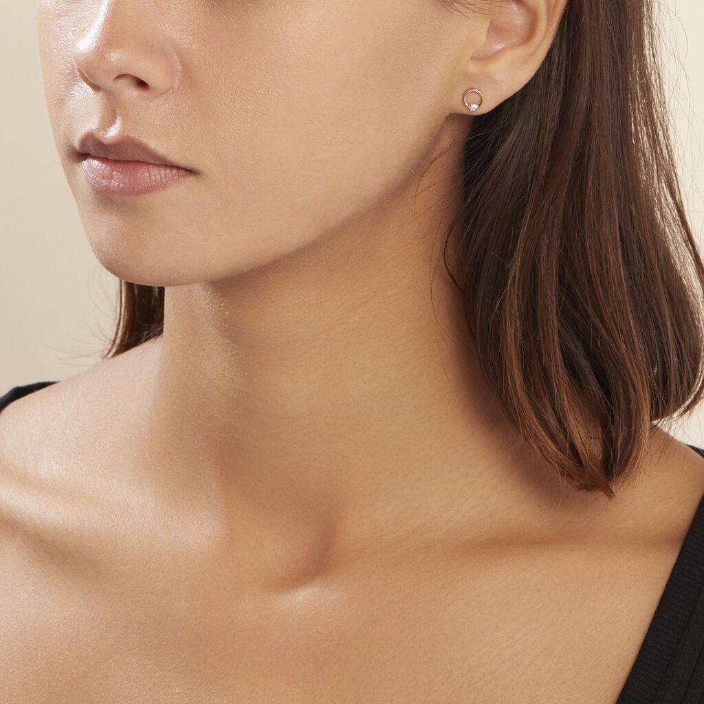 Boucles D'oreilles Puces Gisa Jaune Diamant Blanc - Clous d'oreilles Femme | Histoire d’Or