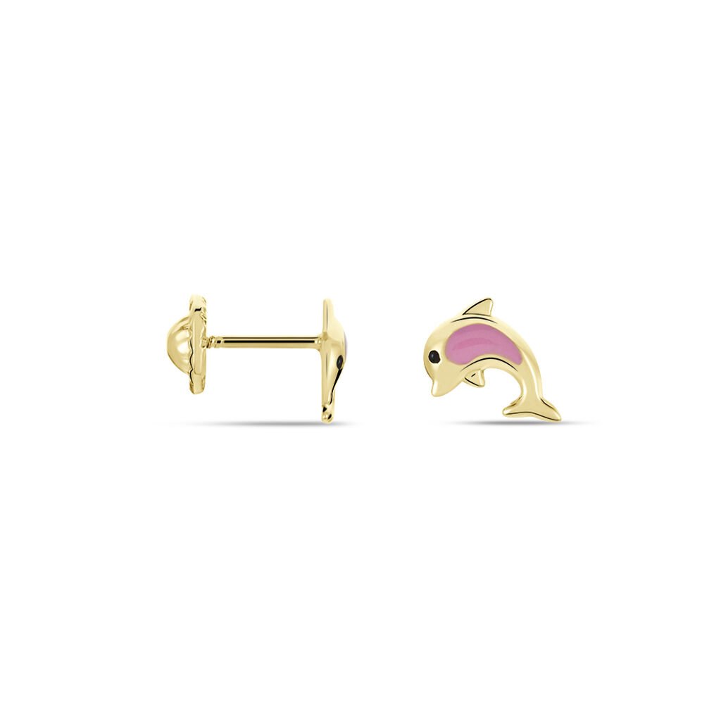 Boucles D'oreilles Puces Mael Dauphin Or Jaune - Clous d'oreilles Enfant | Histoire d’Or