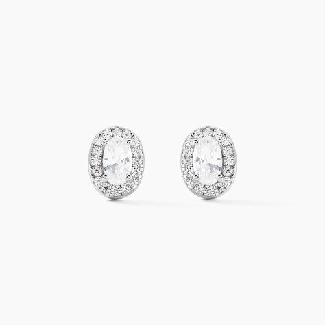 Boucles D'oreilles Puces Albertina Argent Blanc Oxyde De Zirconium - Boucles d'oreilles fantaisie Femme | Histoire d&rsquo;Or