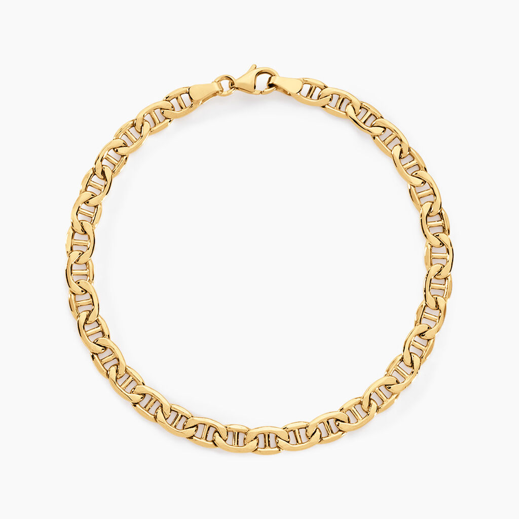 Bracelet Capucin Or Jaune Maille Marine Plate - Bracelets cha&icirc;ne Femme | Histoire d&rsquo;Or
