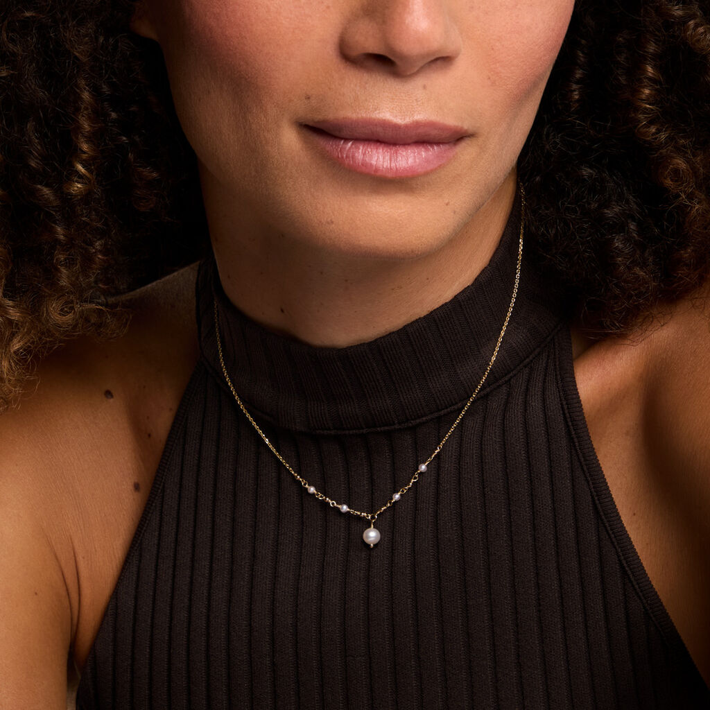 Collier Bindy Argent Dor&eacute; A L'Or 750/1000 Perle De Culture - Colliers  | Histoire d&rsquo;Or