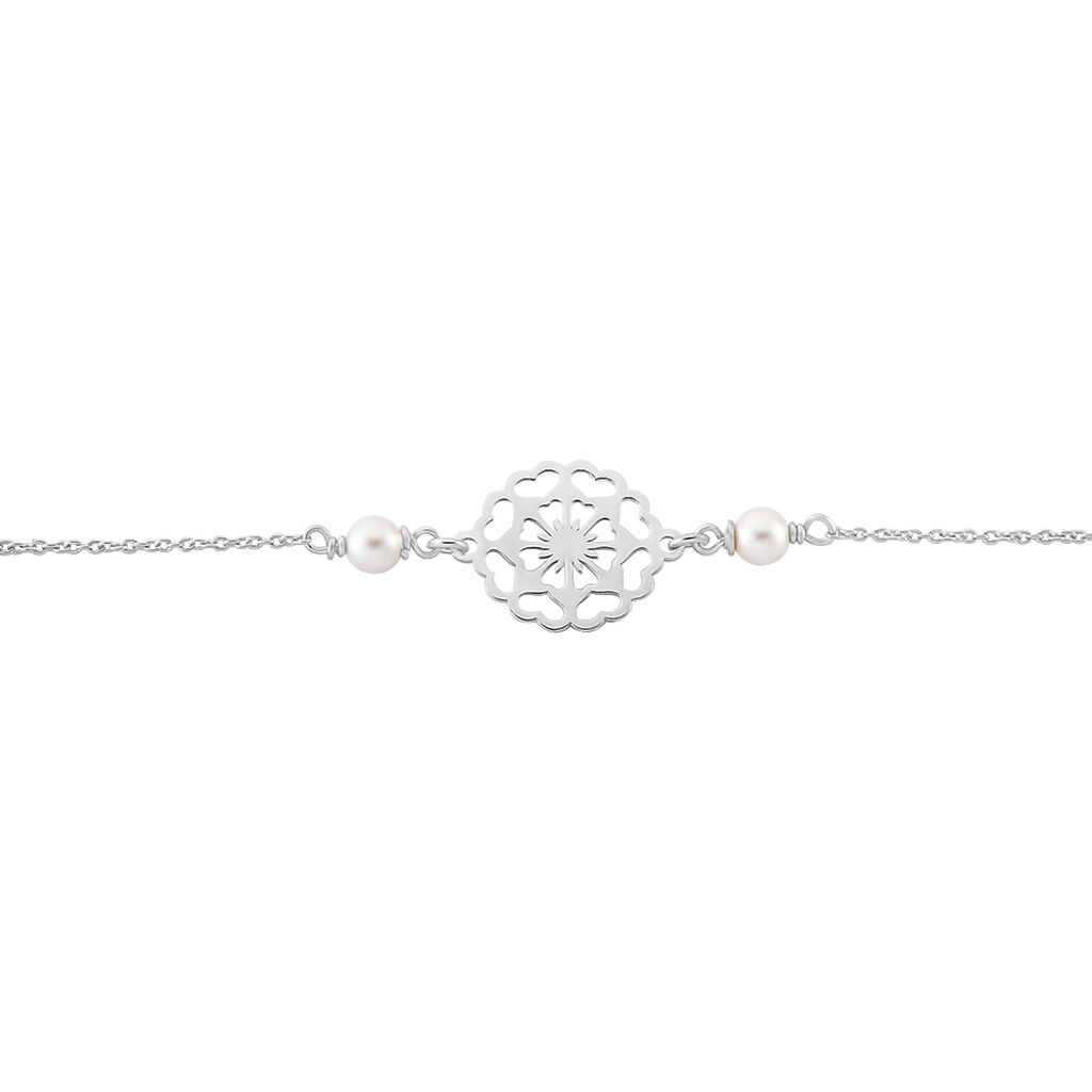 Bracelet Enaelle Argent Blanc Perle D'imitation Et Aigue Marine - Bracelets fantaisie Femme | Histoire d’Or