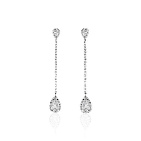 Boucles D'oreilles Pendantes Mariona Or Blanc Diamant - Boucles d'oreilles pendantes Femme | Histoire d&rsquo;Or