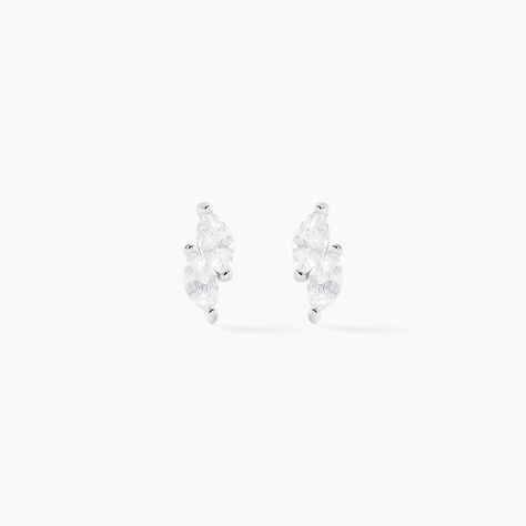 Boucles D'oreilles Puces Winter Sweetness Argent Blanc Oxyde - Boucles d'oreilles fantaisie Femme | Histoire d&rsquo;Or