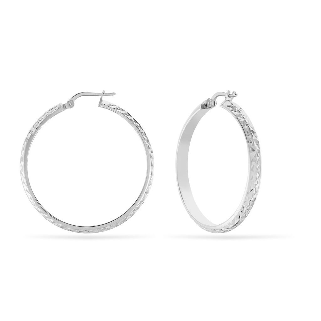 Créoles Argent Blanc Esmee - Boucles d'oreilles créoles Femme | Histoire d’Or