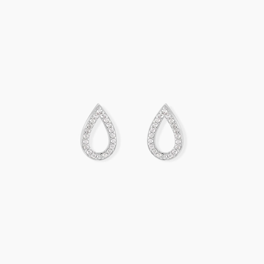 Boucles D'Oreilles Puces Ga&iuml;a Argent Blanc Oxyde De Zirconium - Boucles d'oreilles fantaisie Femme | Histoire d&rsquo;Or