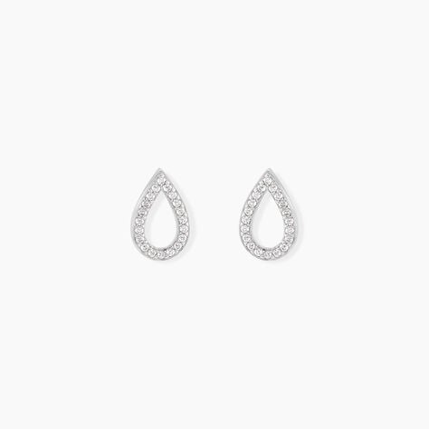 Boucles D'Oreilles Puces Ga&iuml;a Argent Blanc Oxyde De Zirconium - Boucles d'oreilles fantaisie Femme | Histoire d&rsquo;Or
