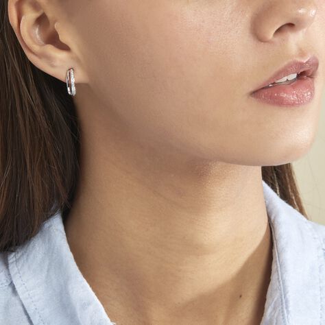 Créoles Otho Rondes Argent Blanc Oxyde De Zirconium - Boucles d'oreilles créoles Femme | Histoire d’Or