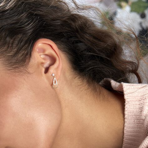 Boucles D'oreilles Pendantes Britain Or Jaune Oxyde De Zirconium - Boucles d'oreilles pendantes Femme | Histoire d’Or