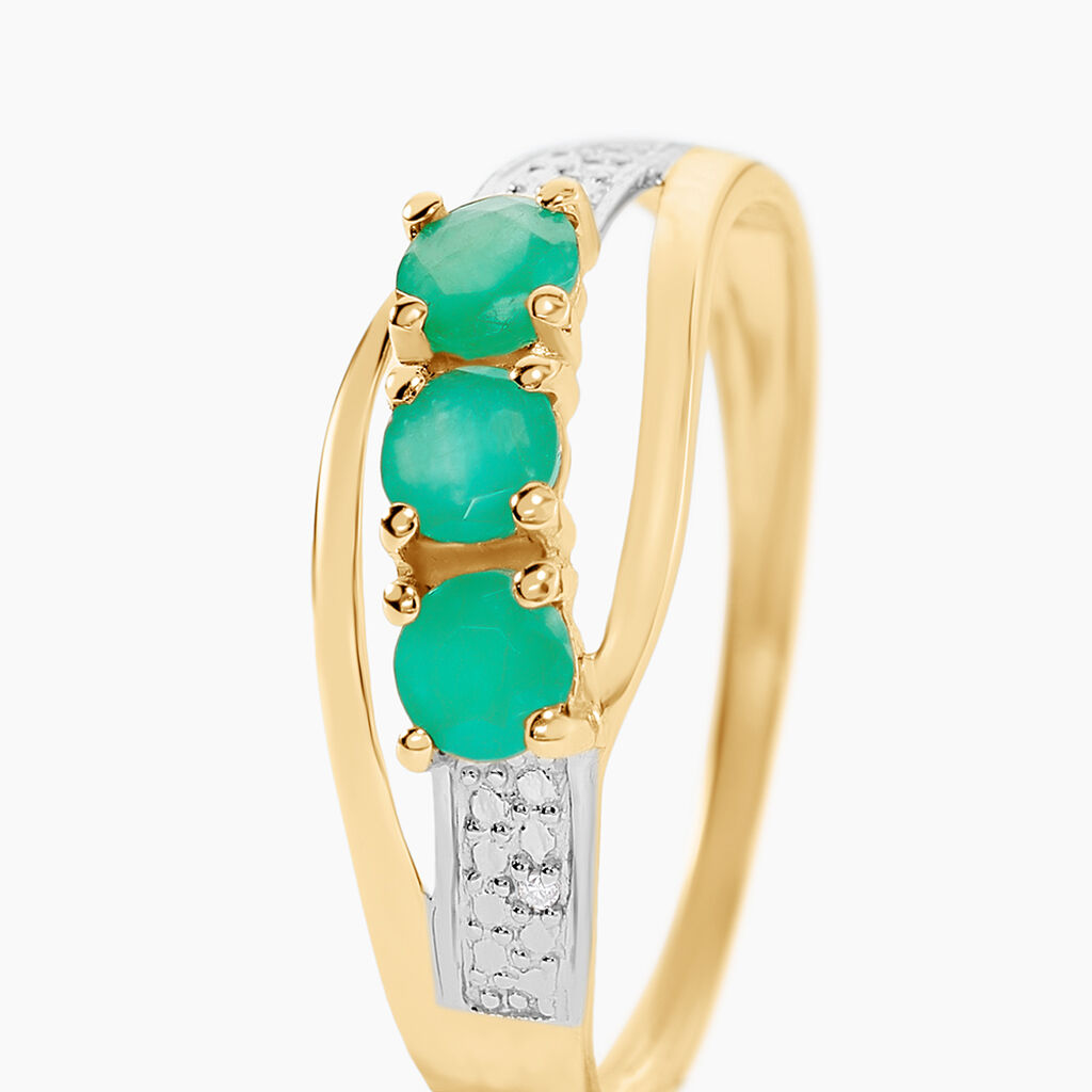 Bague Or Jaune Abelard Emeraudes Diamants - Bagues avec pierre Femme | Histoire d&rsquo;Or