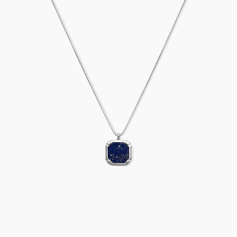 Collier Mani Argent Blanc Lapis Lazuli - Colliers Homme | Histoire d&rsquo;Or