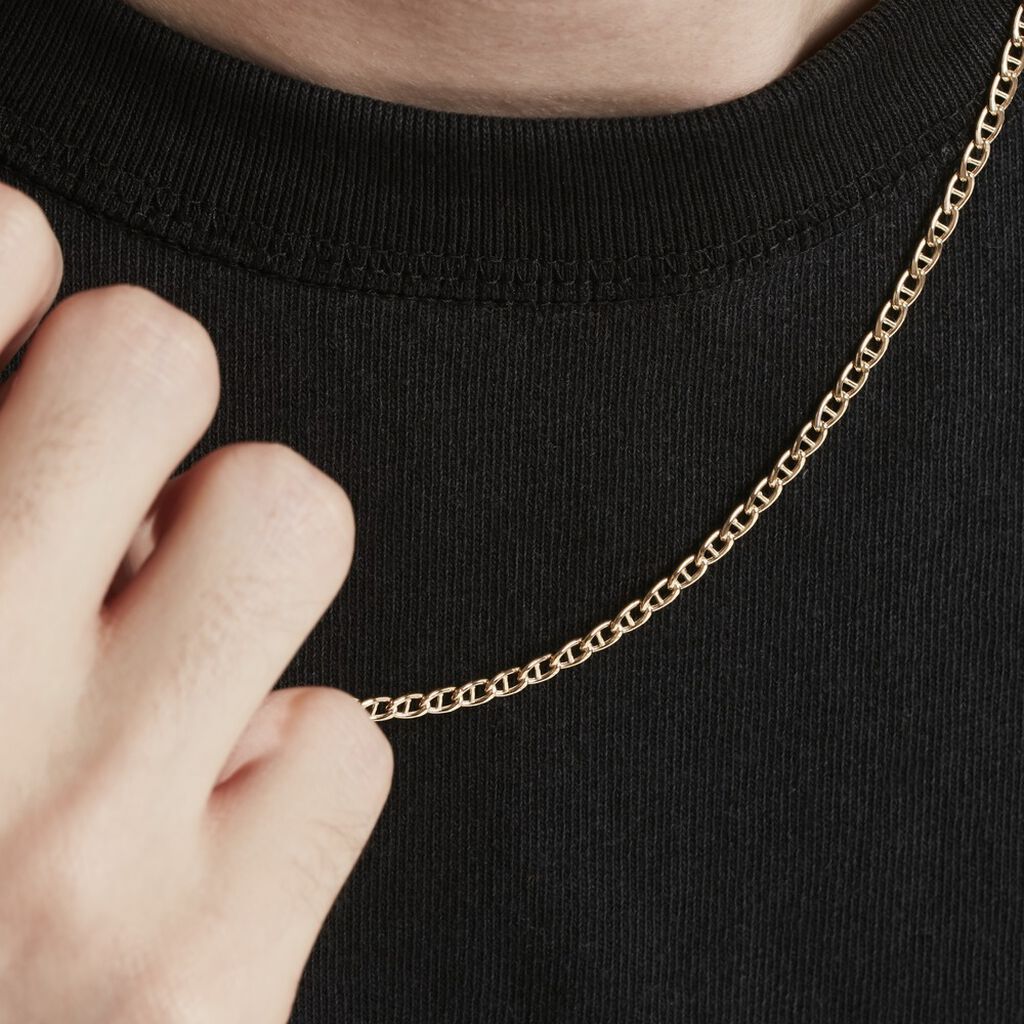 Collier Capucin Or Jaune Maille Marine Plate - Chaines Homme | Histoire d’Or