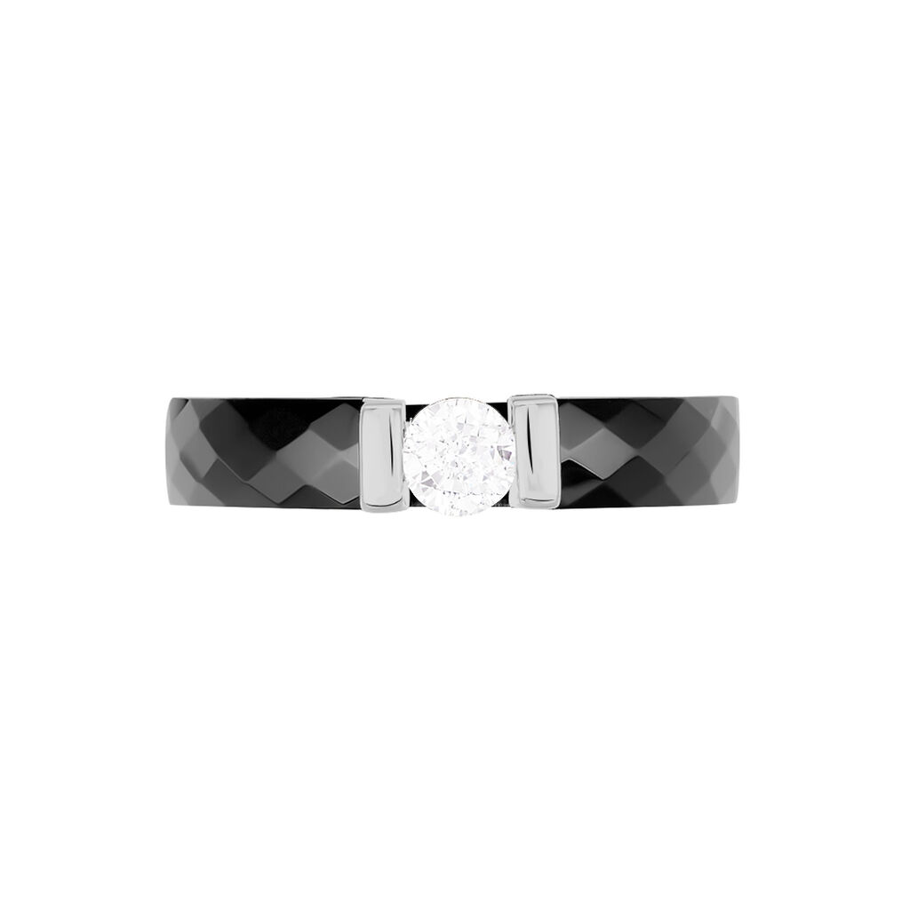 Bague Solitaire Ceramik Design Argent  Oxyde De Zirconium Et Céramique - Bagues solitaires Femme | Histoire d’Or