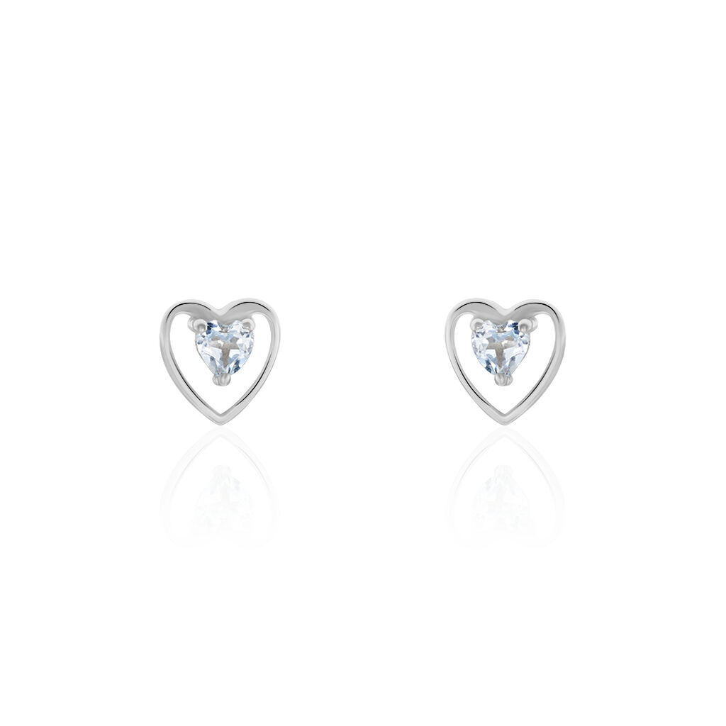 Boucles D'oreilles Puces Luann Or Blanc Topaze - Clous d'oreilles Femme | Histoire d’Or