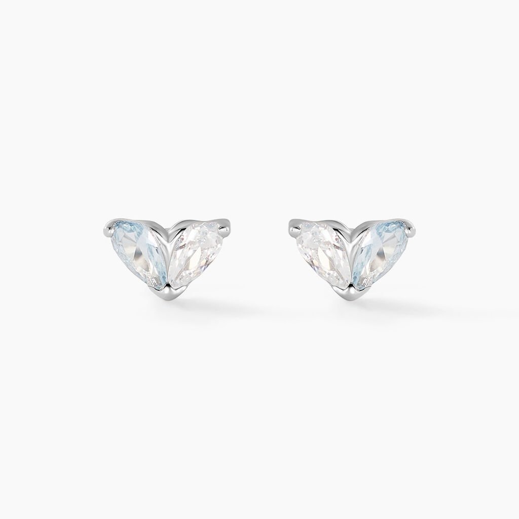 Boucles D'oreilles Puces Myhalf Argent Blanc Oxyde - Boucles d'oreilles fantaisie Femme | Histoire d’Or