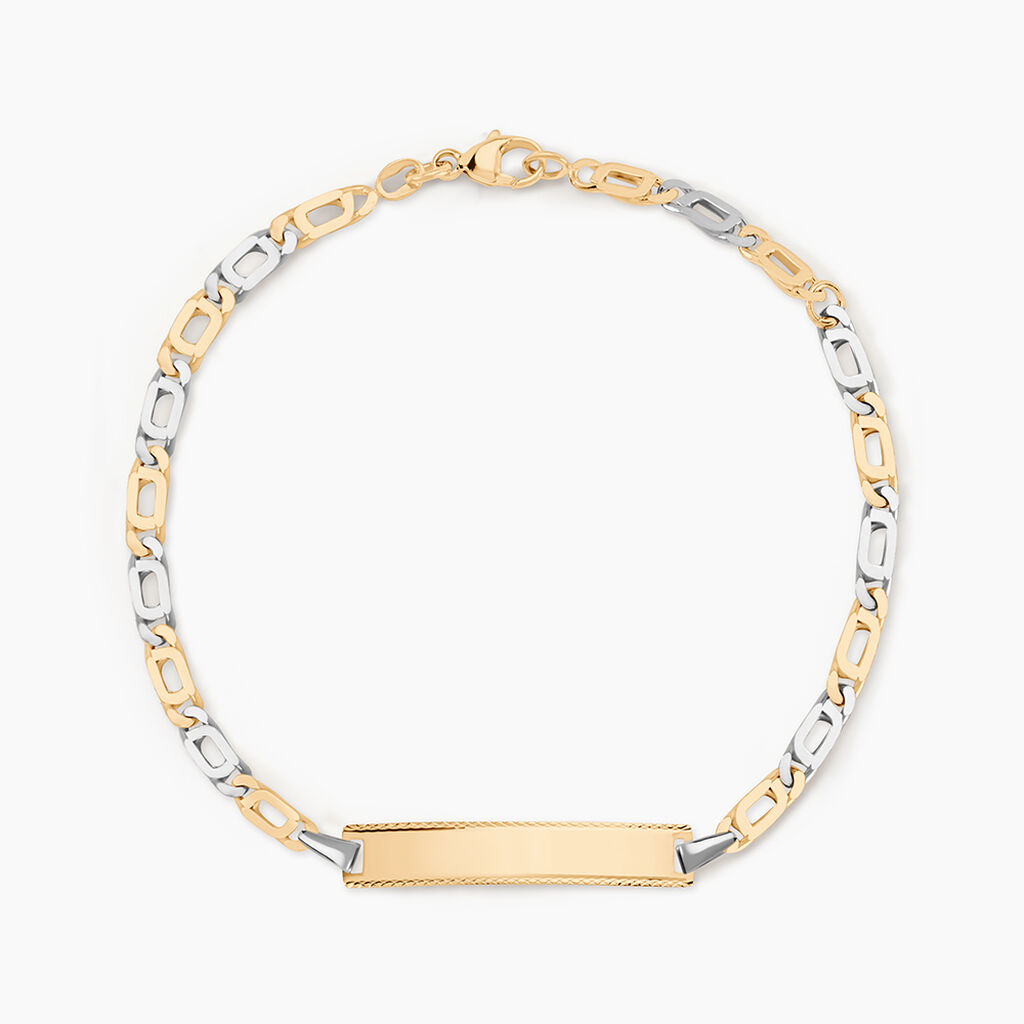 Bracelet Identit&eacute; Fanelia Maille Marine Or Bicolore - Bracelets Communion Enfant | Histoire d&rsquo;Or