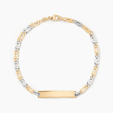 Bracelet Identit&eacute; Fanelia Maille Marine Or Bicolore