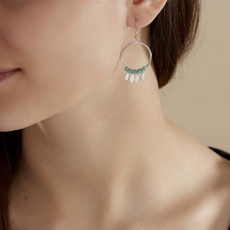 Boucles D'oreilles Pendantes Polyna Argent Blanc Pierre De Synthese - Boucles d'oreilles fantaisie Femme | Histoire d’Or