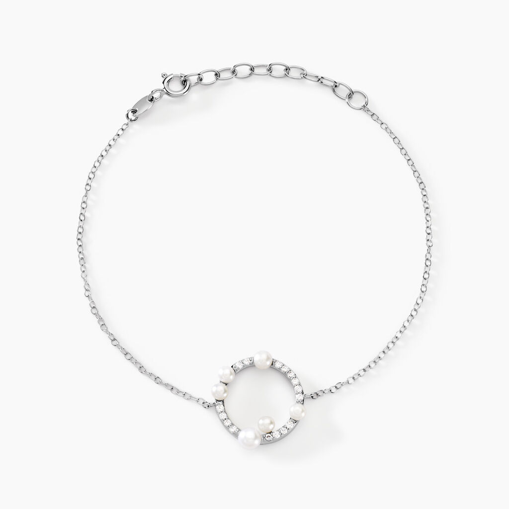 Bracelet Lua Argent Blanc Oxyde De Zirconium Perle De Culture - Bracelets Femme | Histoire d’Or