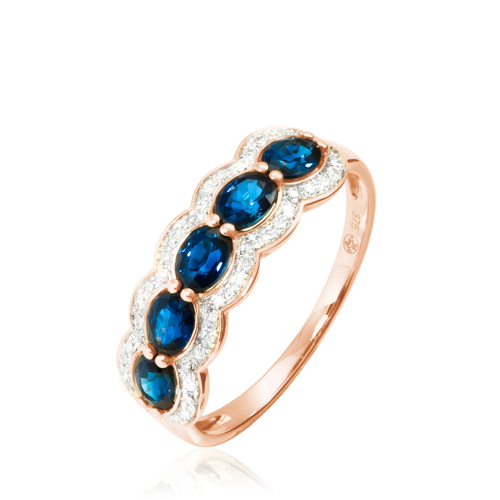 Bague Margaux Or Rose Saphir Et Diamant - Bagues avec pierre Femme | Histoire d’Or