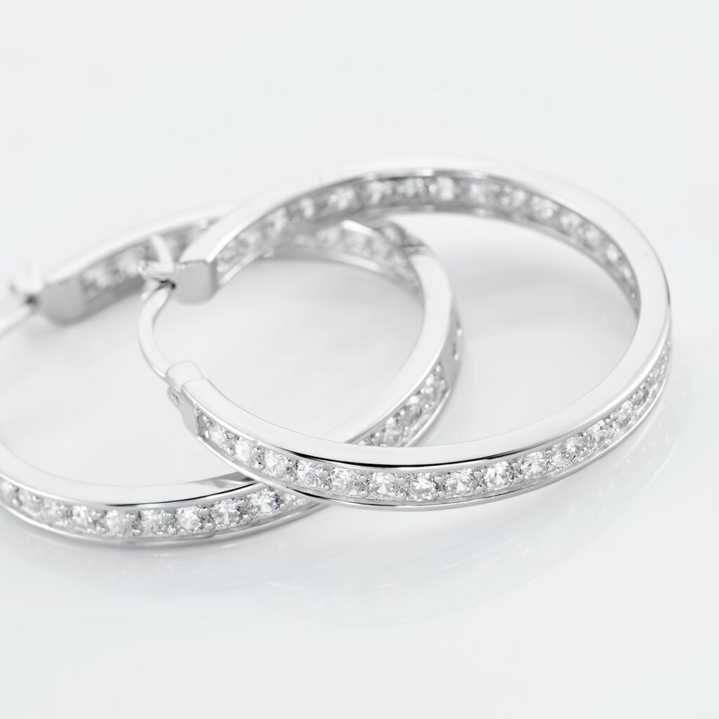 Créoles Django Argent Blanc Oxyde De Zirconium - Boucles d'oreilles créoles Femme | Histoire d’Or