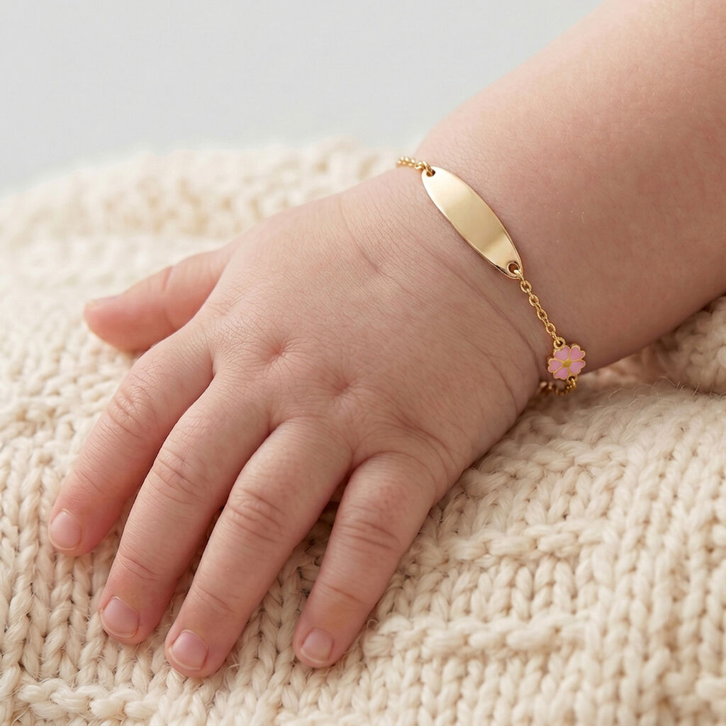 Bracelet Identit&eacute; Gaspardine Maille For&ccedil;at Or Jaune - Bracelets Communion Enfant | Histoire d&rsquo;Or
