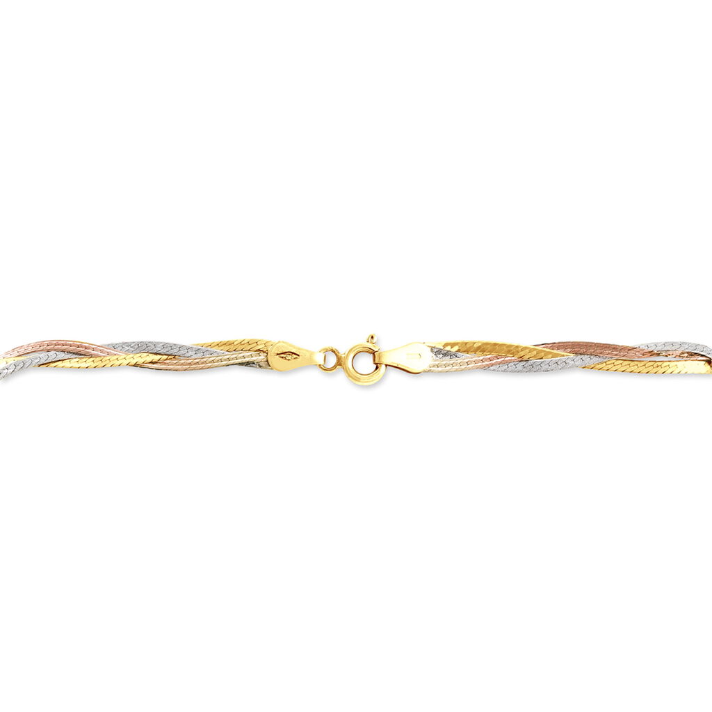 Bracelet Jasmin Tresse 3 Fils Or Tricolore - Bracelets Femme | Histoire d’Or