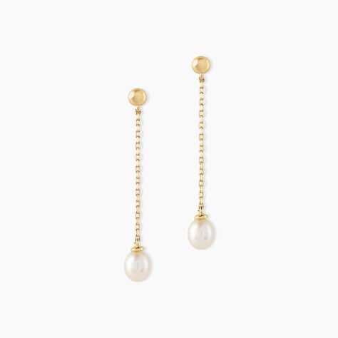 Boucles D'oreilles Pendantes Adriette Or Jaune Perle De Culture - Boucles d'oreilles pendantes Femme | Histoire d’Or