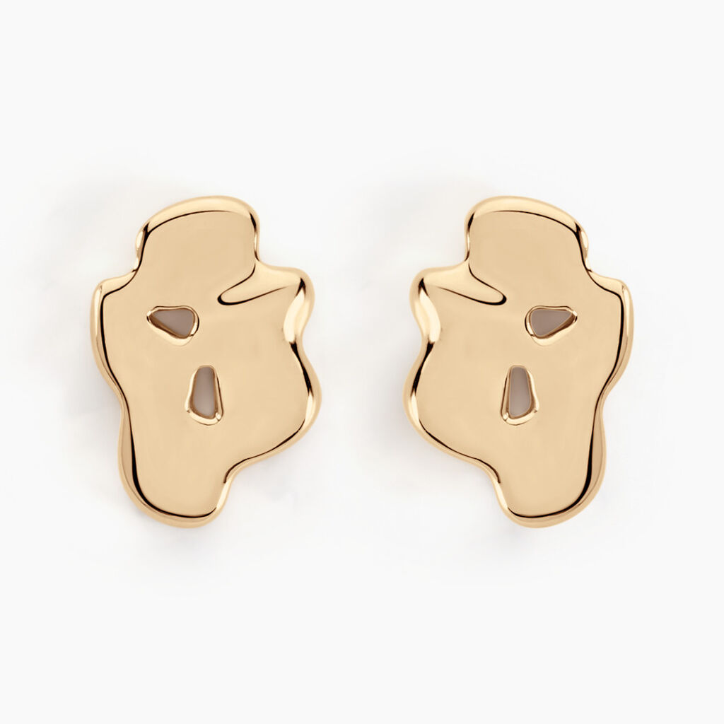 Boucles D’oreilles Puces Organic Plaqué Or Jaune