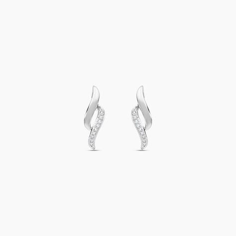 Boucles D'oreilles Puces Callum Or Blanc Diamant - Clous d'oreilles Femme | Histoire d’Or