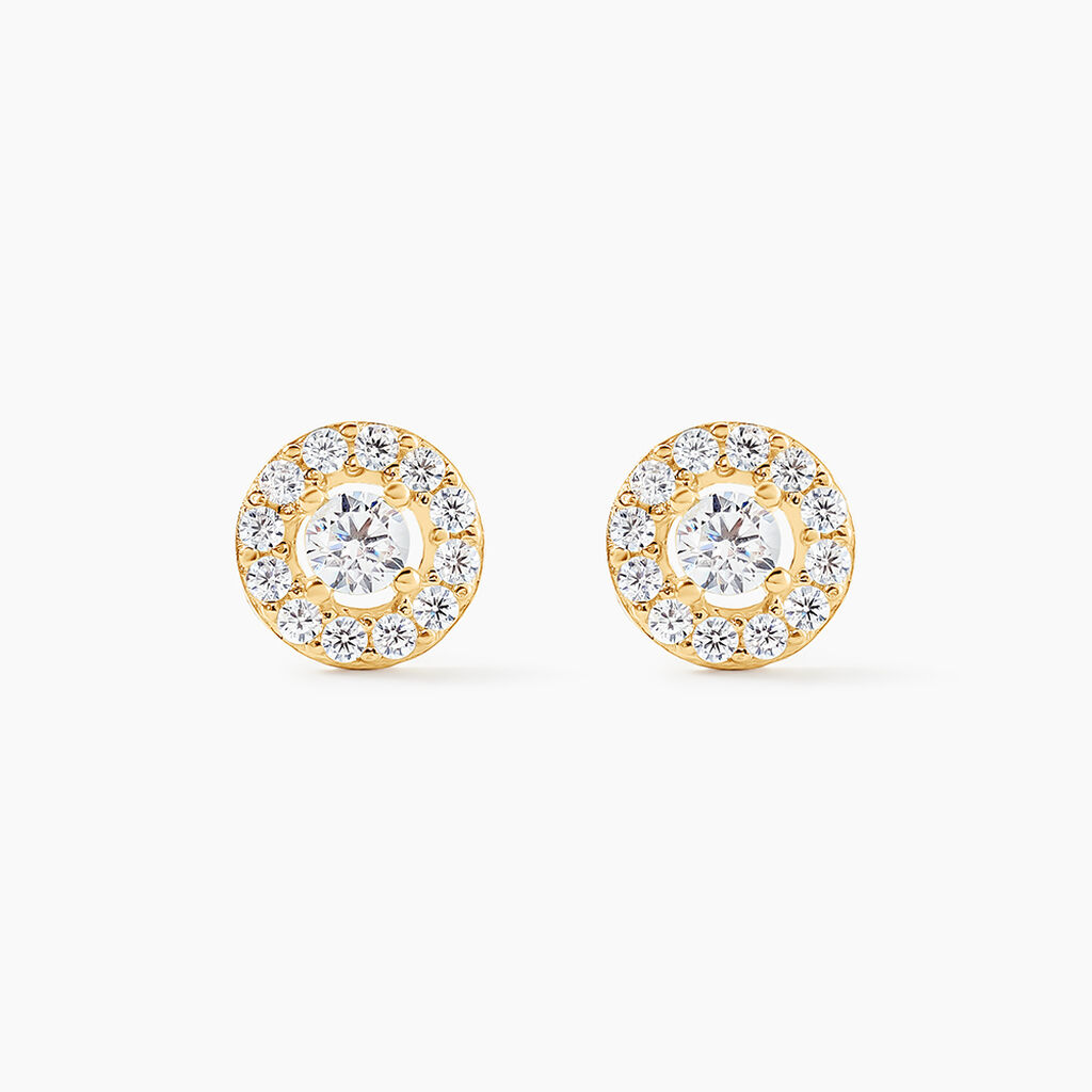 Boucles D'oreilles Puces Tahera Or Jaune Oxyde De Zirconium - Clous d'oreilles Femme | Histoire d’Or