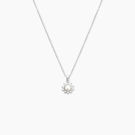 Collier Argent Blanc Cheri Perle De Culture Oxydes De Zirconium - Colliers fantaisie Femme | Histoire d&rsquo;Or