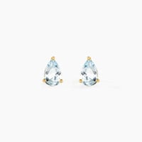 Boucles D'oreilles Puces Goutte Or Jaune Topaze