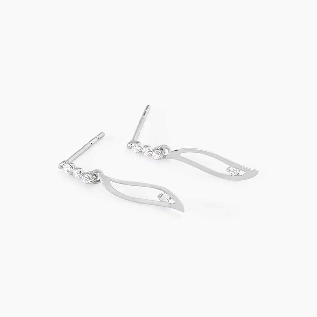 Boucles D'oreilles Pendantes Ysanna Or Blanc Oxyde De Zirconium - Boucles d'oreilles pendantes Femme | Histoire d’Or