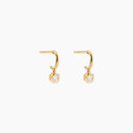Boucles D'Oreilles Puces Fideline Argent Dor&eacute; A L'Or 750/1000 Oxyde De Zirconium - Boucles d'oreilles fantaisie Femme | Histoire d&rsquo;Or