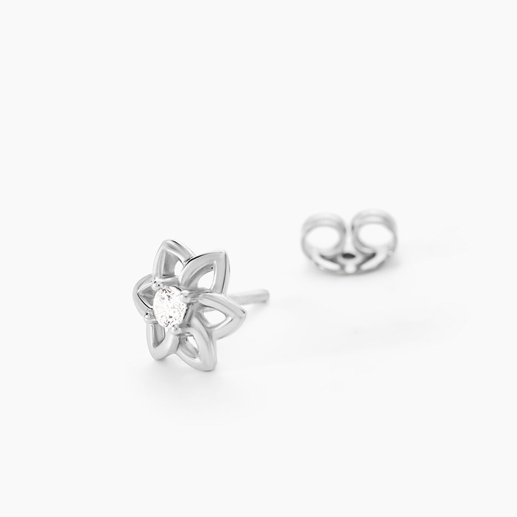 Boucles D'oreilles Puces Emiliette Argent Blanc Oxyde De Zirconium - Boucles d'oreilles fantaisie Femme | Histoire d&rsquo;Or