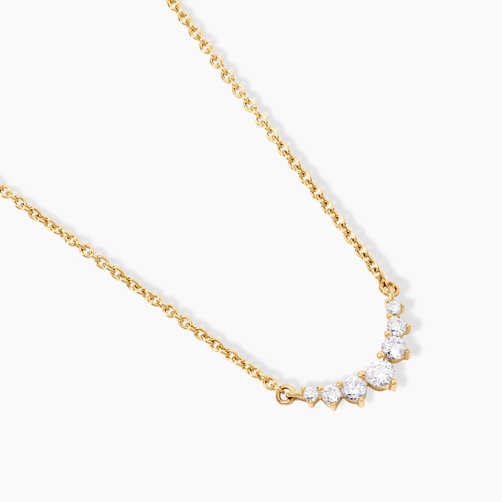 Collier Sparkle Argent Dor&eacute; A L'Or 750/1000 Oxyde De Zirconium - Colliers Femme | Histoire d&rsquo;Or