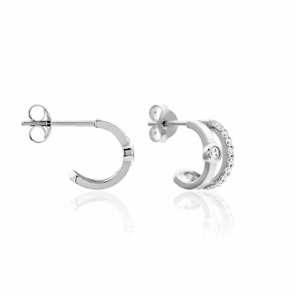 Boucles D'oreilles Puces Forrest Argent Rhodié Oxyde De Zirconium - Boucles d'oreilles fantaisie Femme | Histoire d’Or