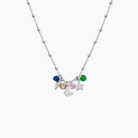 Collier Argent Blanc Paulino Pierres Artificelles - Ras de cou Femme | Histoire d&rsquo;Or