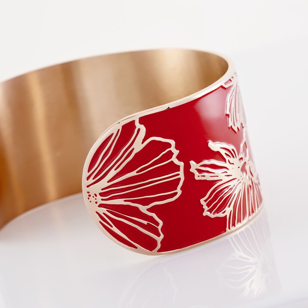 Bracelet Jonc Willem Acier Rose Smalto Rouge - Bracelets joncs Femme | Histoire d&rsquo;Or