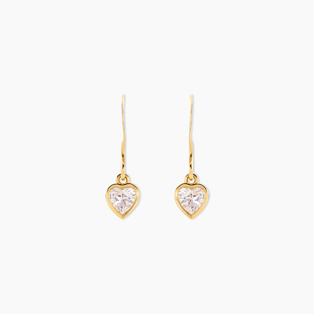 Boucles D'Oreilles Pendantes Gredel Argent Dor&eacute; A L'Or 750/1000 Oxyde De Zirconium - Boucles d'oreilles fantaisie Femme | Histoire d&rsquo;Or