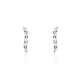 Boucles D'oreilles Puces Dahina Or Blanc Oxyde De Zirconium - Clous d'oreilles Femme | Histoire d’Or