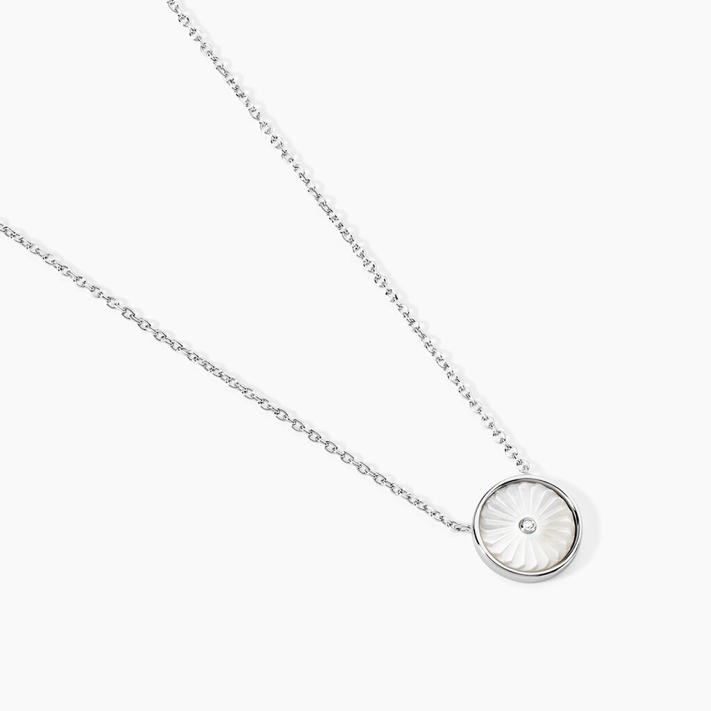 Collier Erina Argent Blanc Nacre Oxyde De Zirconium - Colliers fantaisie Femme | Histoire d&rsquo;Or