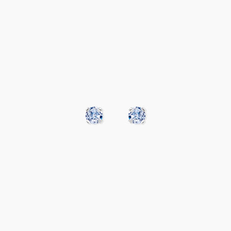 Boucles D'oreilles Puces Carin Or Blanc Oxyde De Zirconium - Clous d'oreilles Femme | Histoire d&rsquo;Or