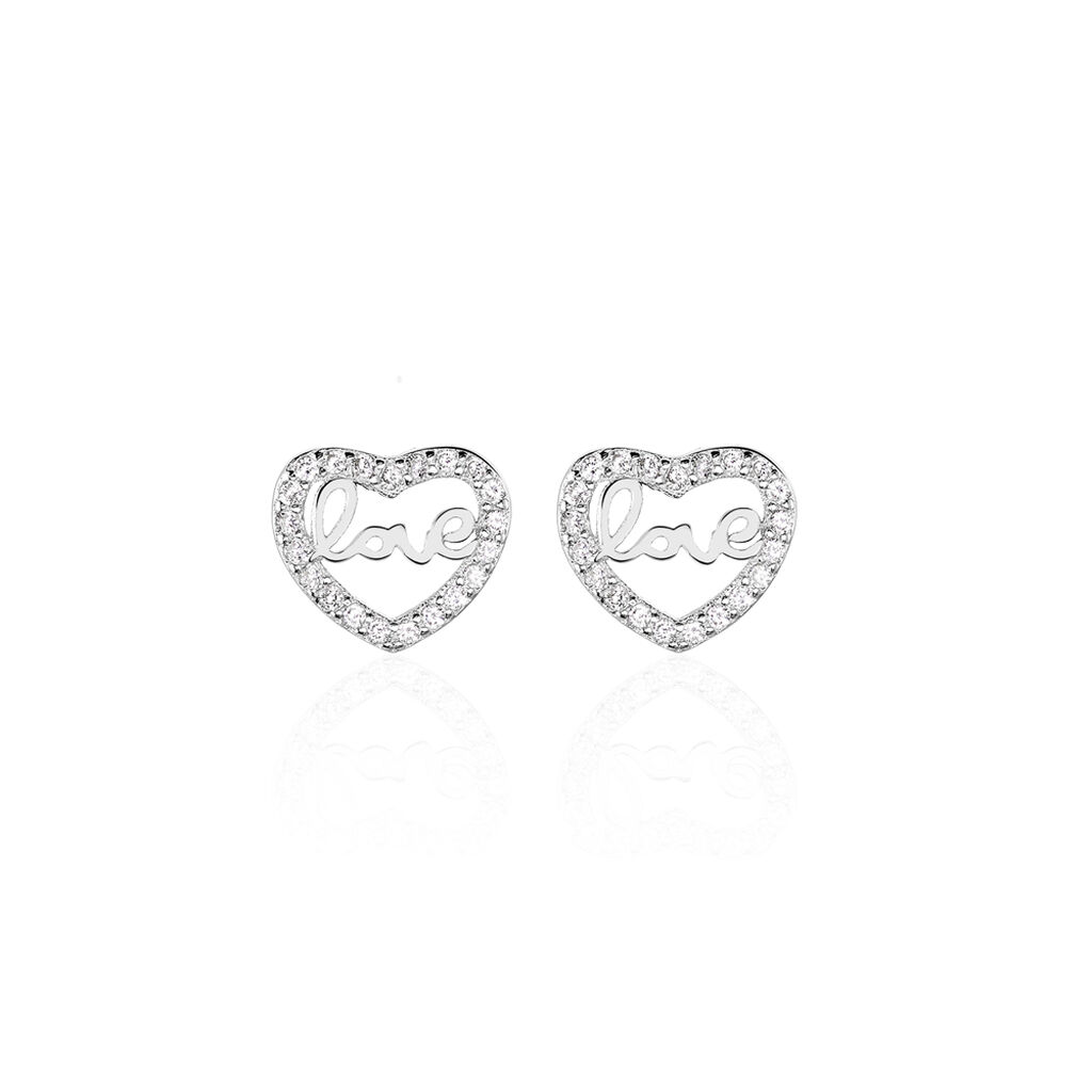 Boucles D'oreilles Puces Delicata Argent Blanc Oxyde De Zirconium - Boucles d'oreilles fantaisie Femme | Histoire d’Or