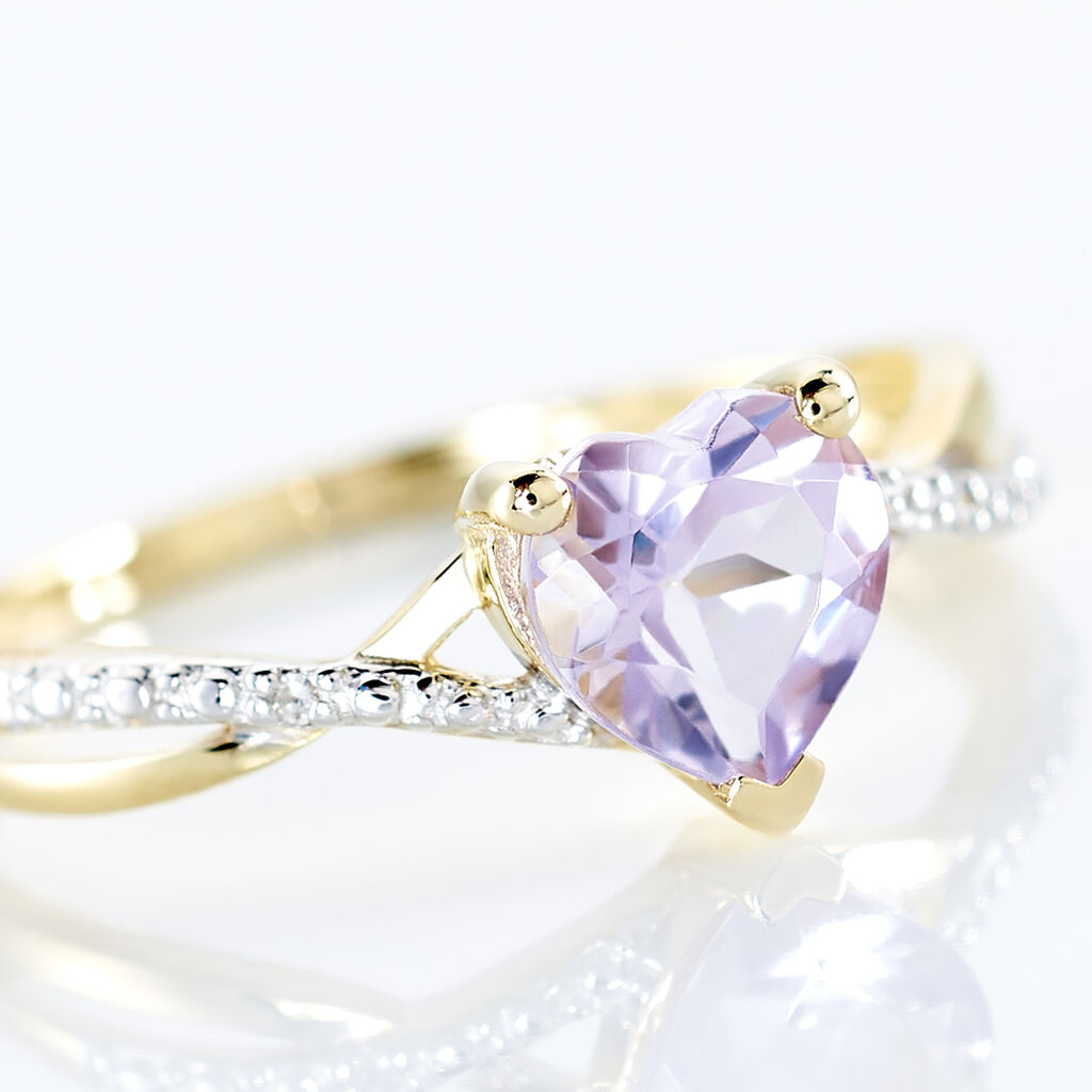 Bague Clothilde Or Jaune Amethyste Et Oxyde De Zirconium - Bagues Coeur Femme | Histoire d’Or