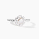 Bague Argent Blanc Suada Perle De Culture Oxyde De Zirconium - Bagues solitaires Femme | Histoire d&rsquo;Or